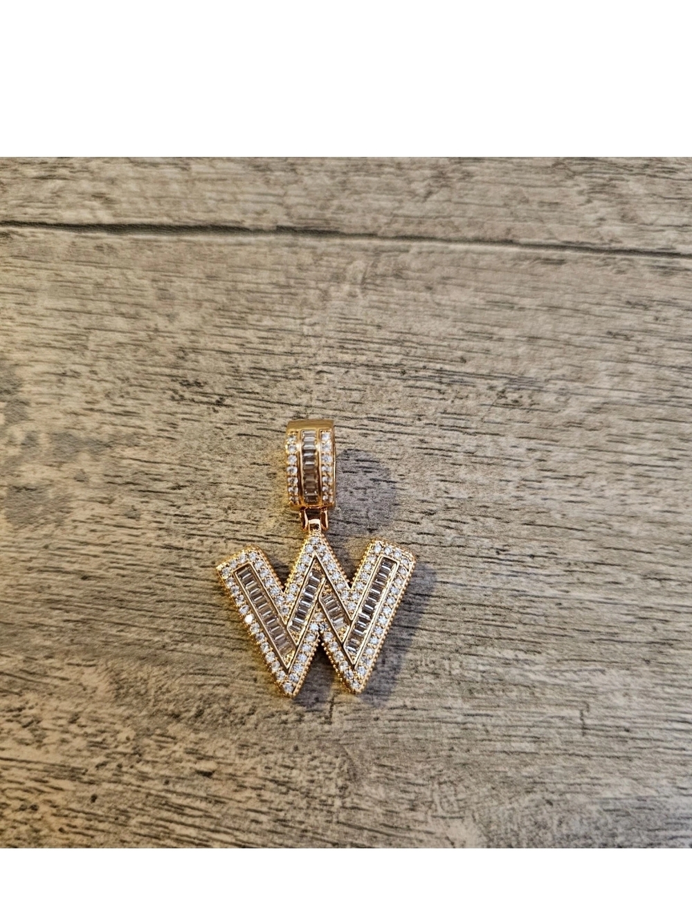 Gold-Tone 'W' Initial Pendant with Clear Crystal Accents - Women's Jewelry